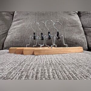 Bundle of FOUR Clamp Wire and WOODEN Hangers